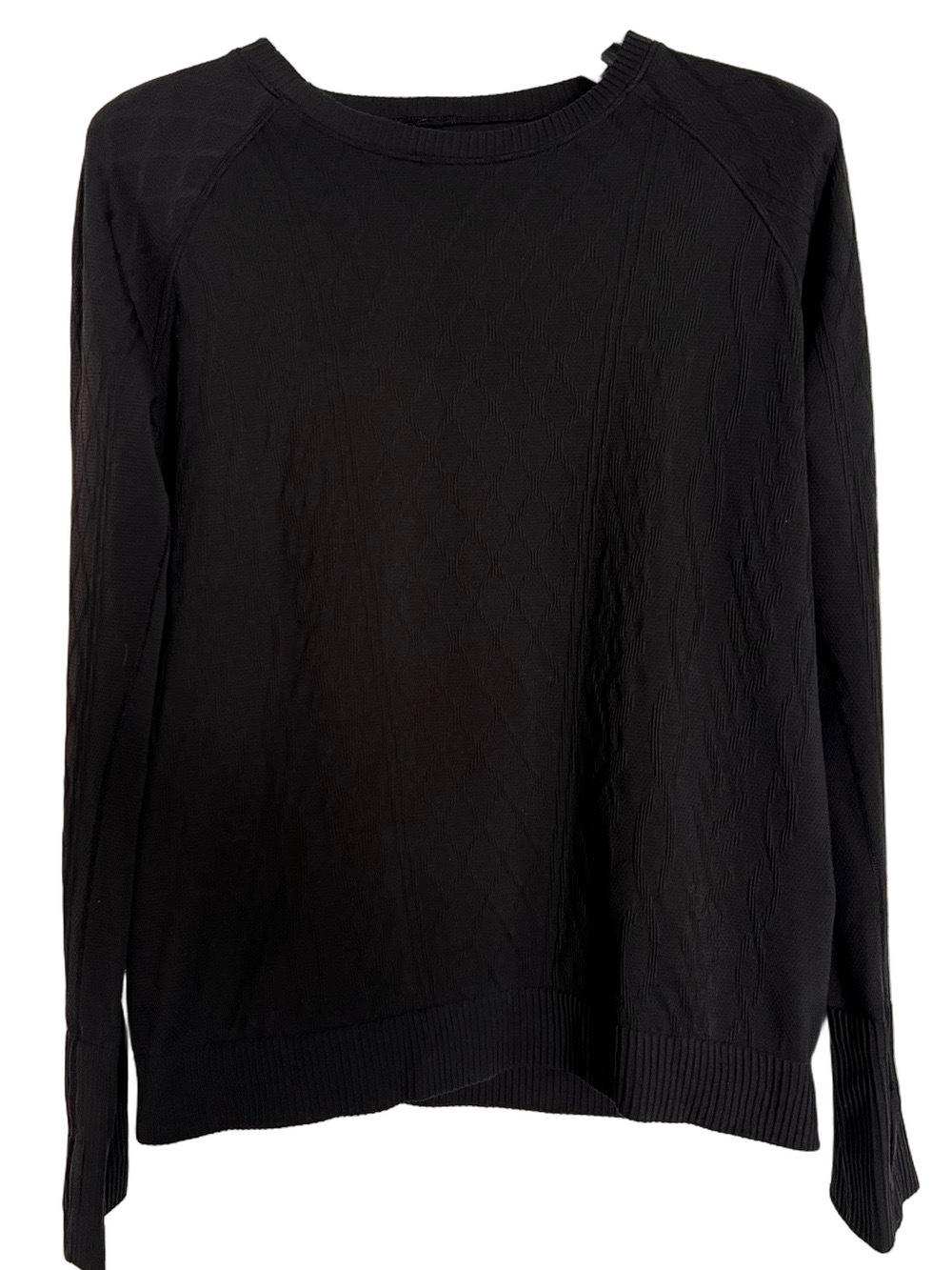 Lululemon Restless Pullover Black Long Sleeve Textured Jacquard  - Size 10